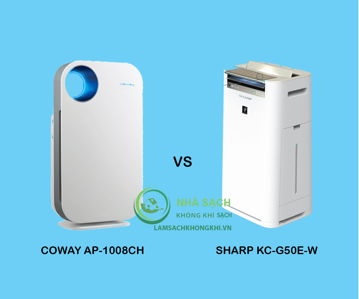 So sánh máy loc không khí Coway AP-1008CH và  Sharp KC-G50E-W